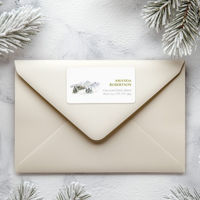 Elegant Winter Mountain Christmas Label (Creator Uploaded)