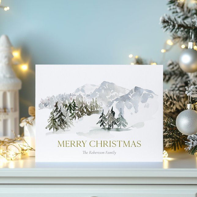 Elegant Winter Mountain Christmas Postcard (Creator Uploaded)
