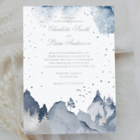 Elegant Winter Mountain Forest Wedding Silver Foil