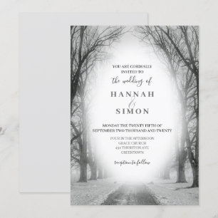 Elegant Winter Mountain Pines Wedding Invitation