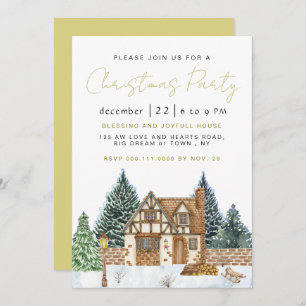Elegant Winter Nostalgic Vintage Christmas Party Invitation
