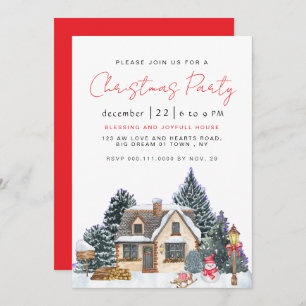 Elegant Winter Nostalgic Vintage Christmas Party Invitation