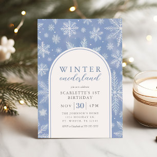 Elegant Winter Onederland First Birthday Invitation
