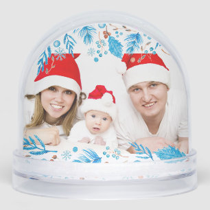 Elegant Winter Pattern Custom Photo Christmas Snow Globe