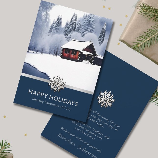Elegant Winter Photo Business Holiday Card (Creator Uploaded)
