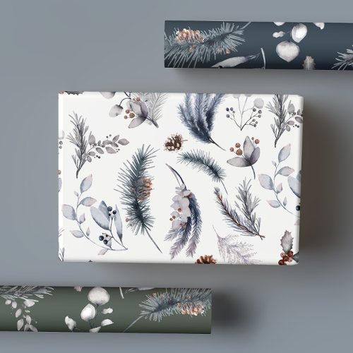 Elegant Winter Pine Botanicals Holiday Wrapping Paper Sheets