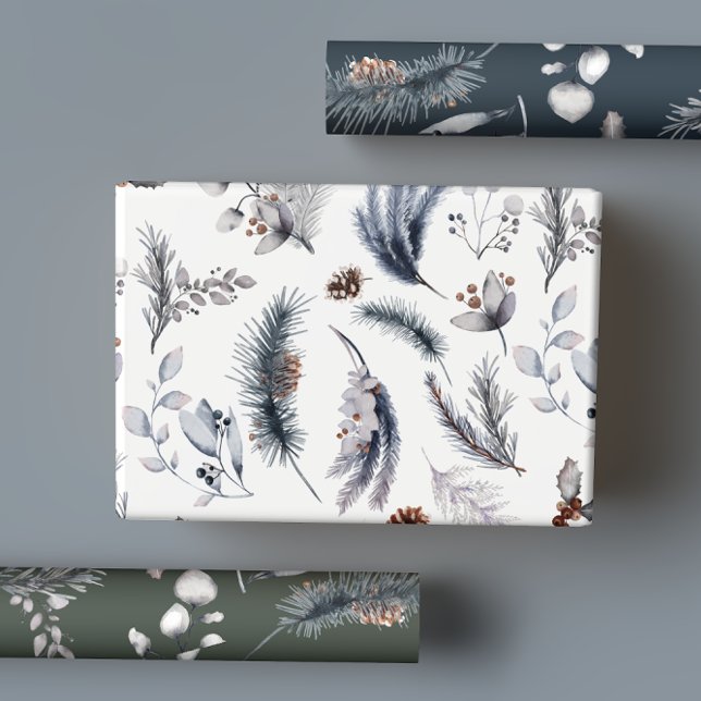 Elegant Winter Pine Botanicals Holiday Wrapping Paper Sheets (Creator Uploaded)