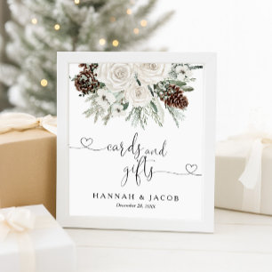 Elegant Winter Pine Cards and Gifts Wedding Sign