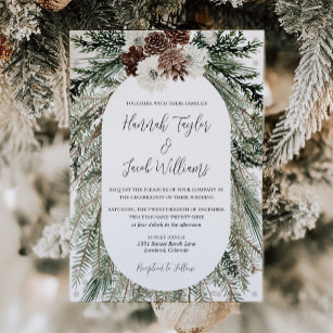 Elegant Winter Pine Cone Wedding  Invitation