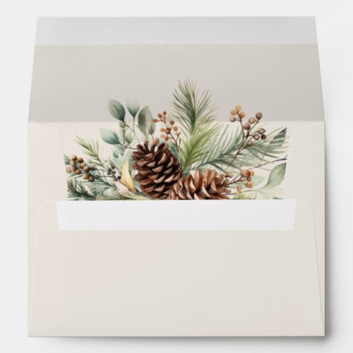 Elegant Winter Pine Greenery Wedding Envelope