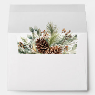 Elegant Winter Pine Greenery Wedding Envelope