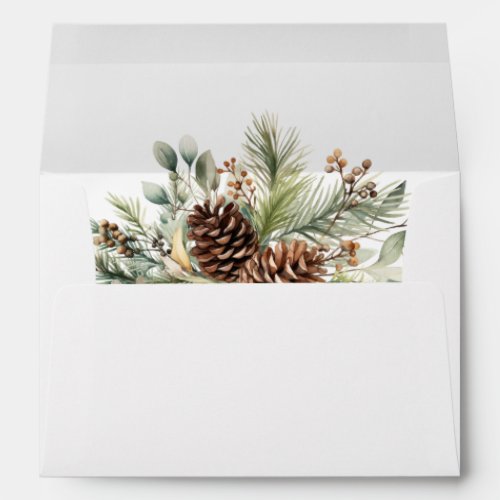 Elegant Winter Pine Greenery Wedding Envelope