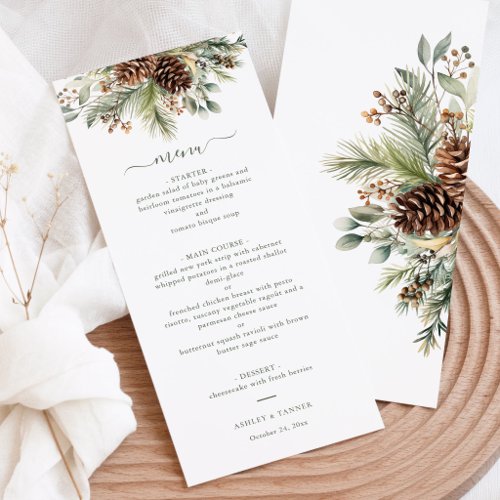 Elegant Winter Pine Greenery Wedding  Menu