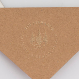 Elegant Winter Pine-trees Vintage Family Address Embosser