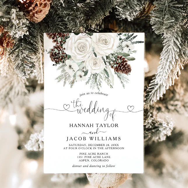 Elegant Winter Pine Wedding Invitation | Zazzle