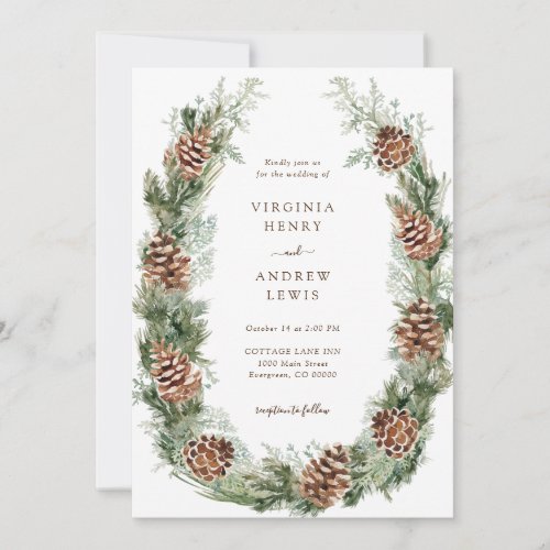 Elegant Winter Pine Wedding Invitation