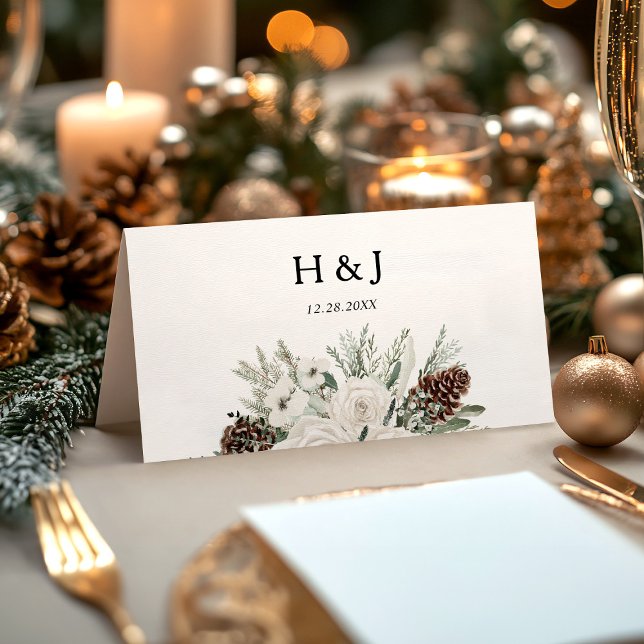 Elegant Winter Pine Wedding  Place Card (Creator Uploaded)