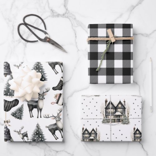 Elegant Winter Plaid Holiday Wrapping Paper Sheets