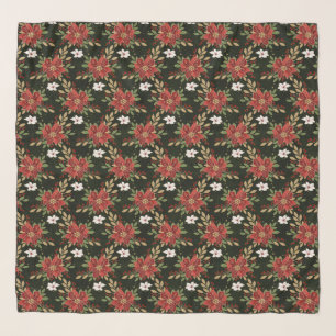 Elegant Winter Poinsettia on Dark Background Scarf
