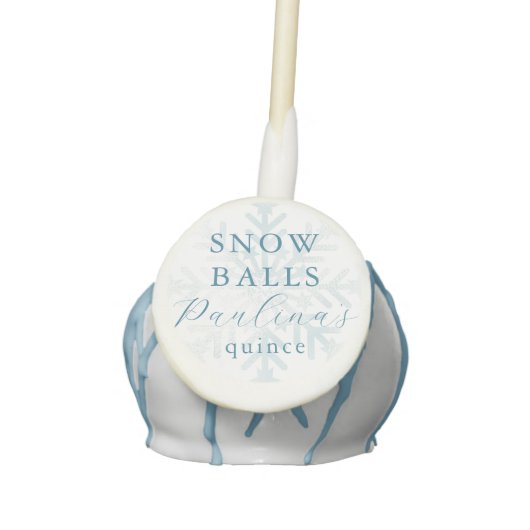 Elegant Winter Quince Snow Balls Quinceanera Cake Pops (Front)