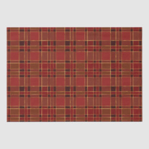 Elegant Winter Red and Gold Foil Christmas Plaid Tissue Paper