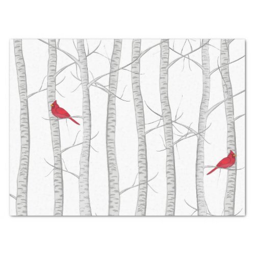 Elegant Winter Red Cardinal Botanical Woodland Tissue Paper