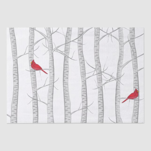 Elegant Winter Red Cardinal Botanical Woodland Tissue Paper (Front)
