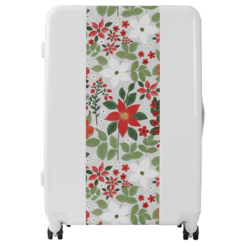 Elegant Winter Red White Floral Painting Luggage