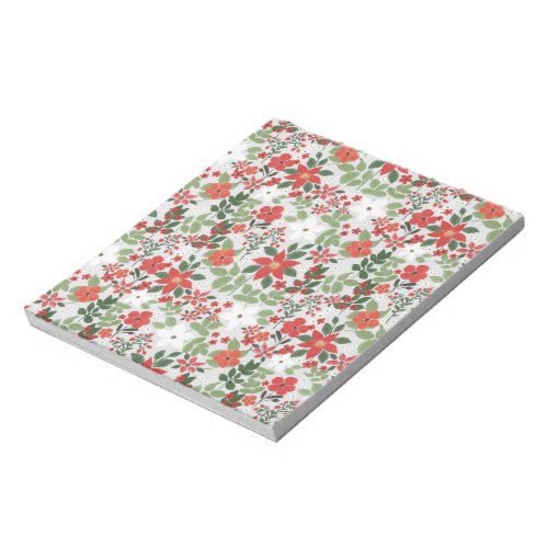 Elegant Winter Red White Floral Painting Notepad
