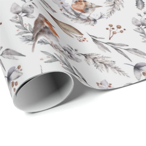 Elegant Winter Robin Bird Christmas Gift  Wrapping Paper