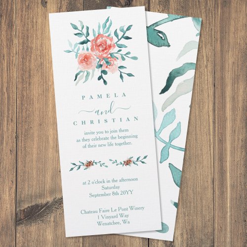 Elegant Winter Roses Eucalyptus Wedding Invitation