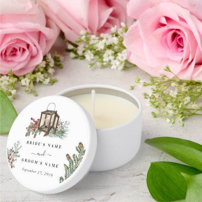 Elegant Winter Rustic Pine Trees Lantern Wedding Mini Candle Favors (Insitu (Wedding))