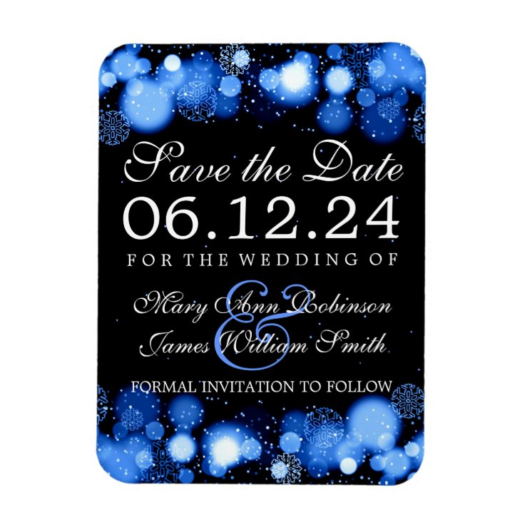 Elegant Winter Save The Date Blue Lights Zazzle