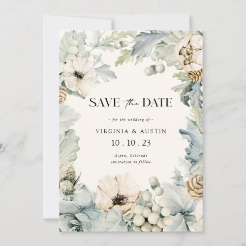 Elegant Winter Save The Date Card