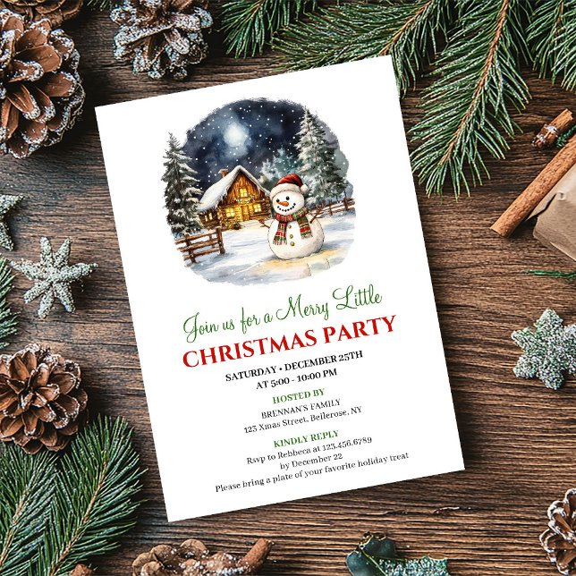 Elegant Winter Scene Christmas Party Invitation (Elegant Winter Scene Christmas Party Invitation)
