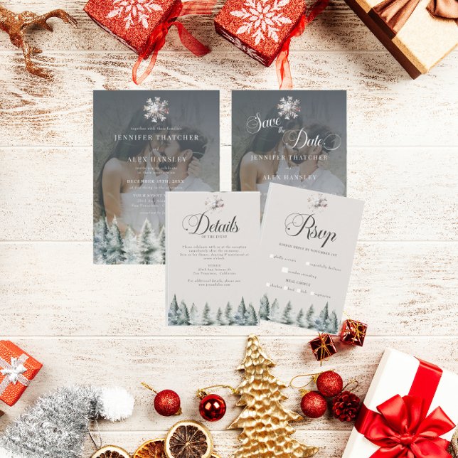 Elegant Winter Snow | Christmas Wedding Invitation (Creator Uploaded)