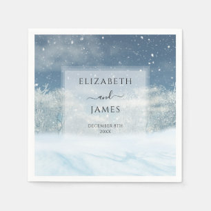 Elegant Winter Snow Forest Wedding Napkins