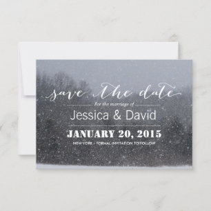 Elegant Winter Snow Theme Save the Date