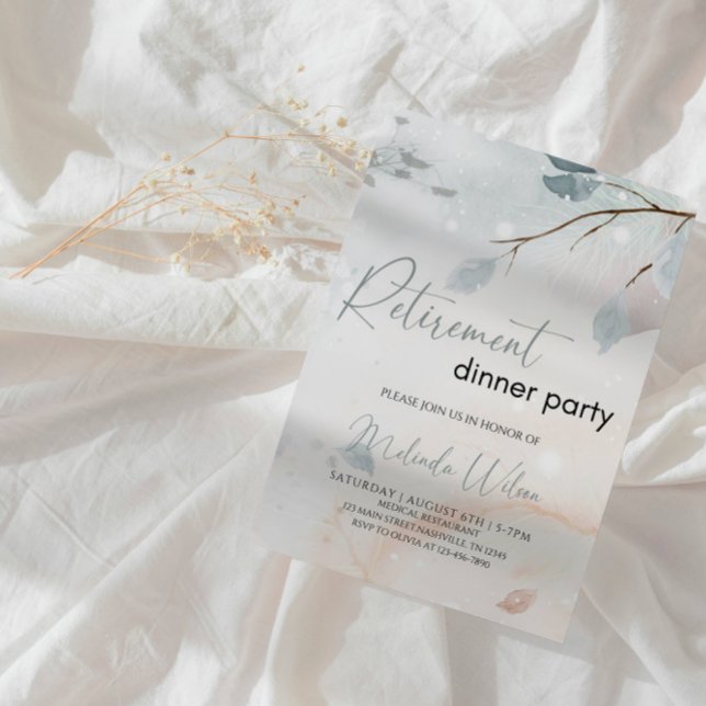 Elegant Winter Snowfall Retirement Party Invitation (Creator Uploaded)