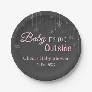 Elegant Winter Snowflake Baby Shower Supplies Paper Plates
