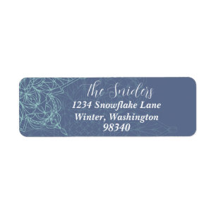 Elegant Winter Snowflake Design in Blue Label