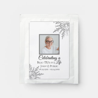 Elegant Winter Snowflake Funeral Memorial Favor Tea Bag Drink Mix