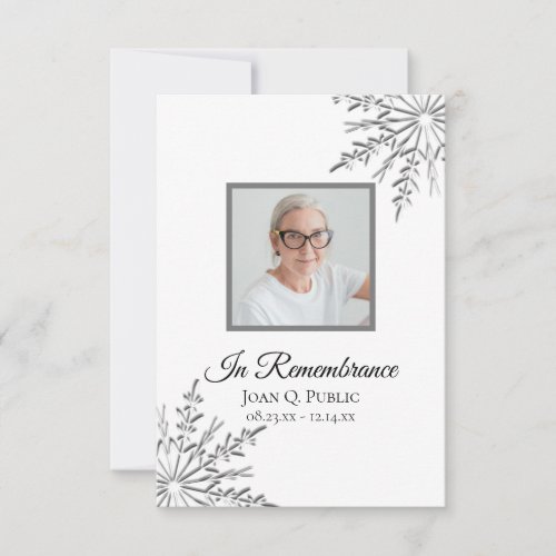 Elegant Winter Snowflake Funeral Sympathy Thank You Card