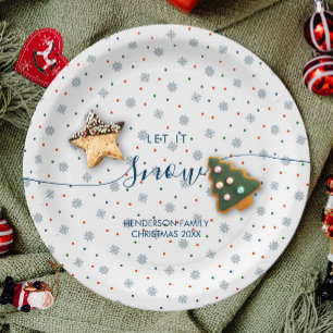 Elegant winter snowflakes custom paper plates