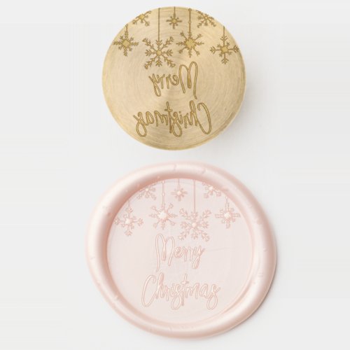 Elegant winter snowflakes Merry Christmas script Wax Seal Stamp