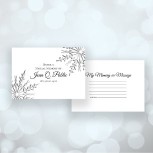 Elegant Winter Snowflakes Share a Memory Funeral Note Card