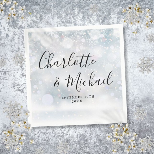 Elegant Winter Snowflakes Signature Script Napkins (Elegant Winter Snowflakes Signature Script Napkins)