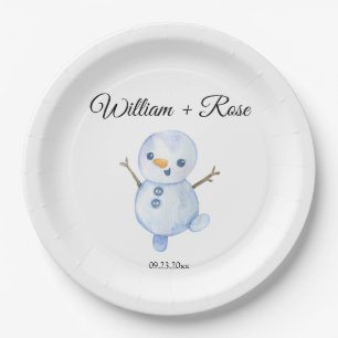 Elegant Winter Snowflakes wedding Paper Plates