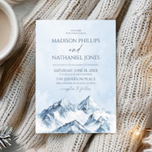 Elegant Winter Snowy Mountain Landscape Wedding Invitation