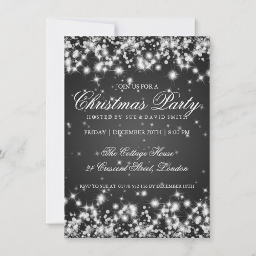 Elegant Winter Sparkle 2 Black Invitation